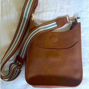 Ah-dorned NYC camel crossbody should bag from Shoe Inn